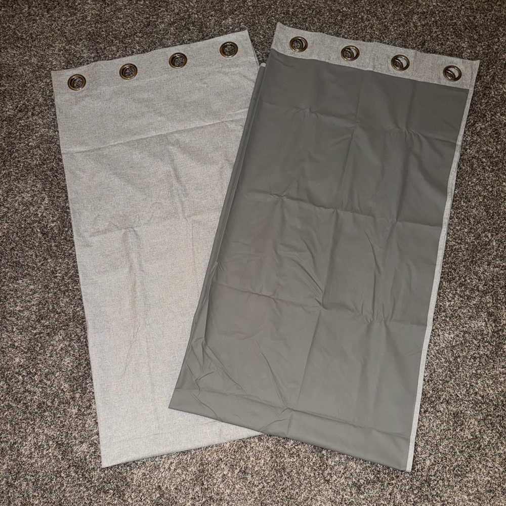 Gray Blackout Linen Curtain Panel Set with Grommets